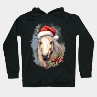 Christmas Watercolor Horse Hoodie